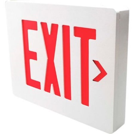 HUBBELL LIGHTING Hubbell SESRWN Die Cast Aluminum Exit Sign, White Brushed w/Red Letters, Single Face, Damp Listed SESRWNV11